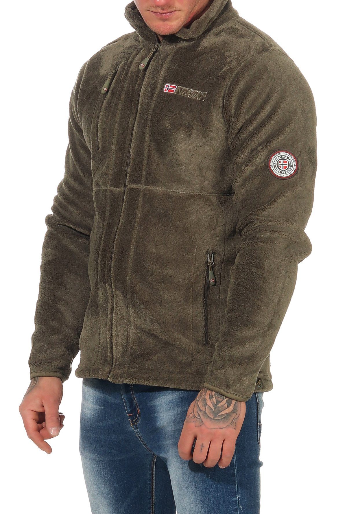 erhältlich, Größen in Herren Fleecejacke großen Khaki G-Hunter Fleece flauschig auch Herren, Fleecejacke Norway Norway warm, Geographical Geographical und