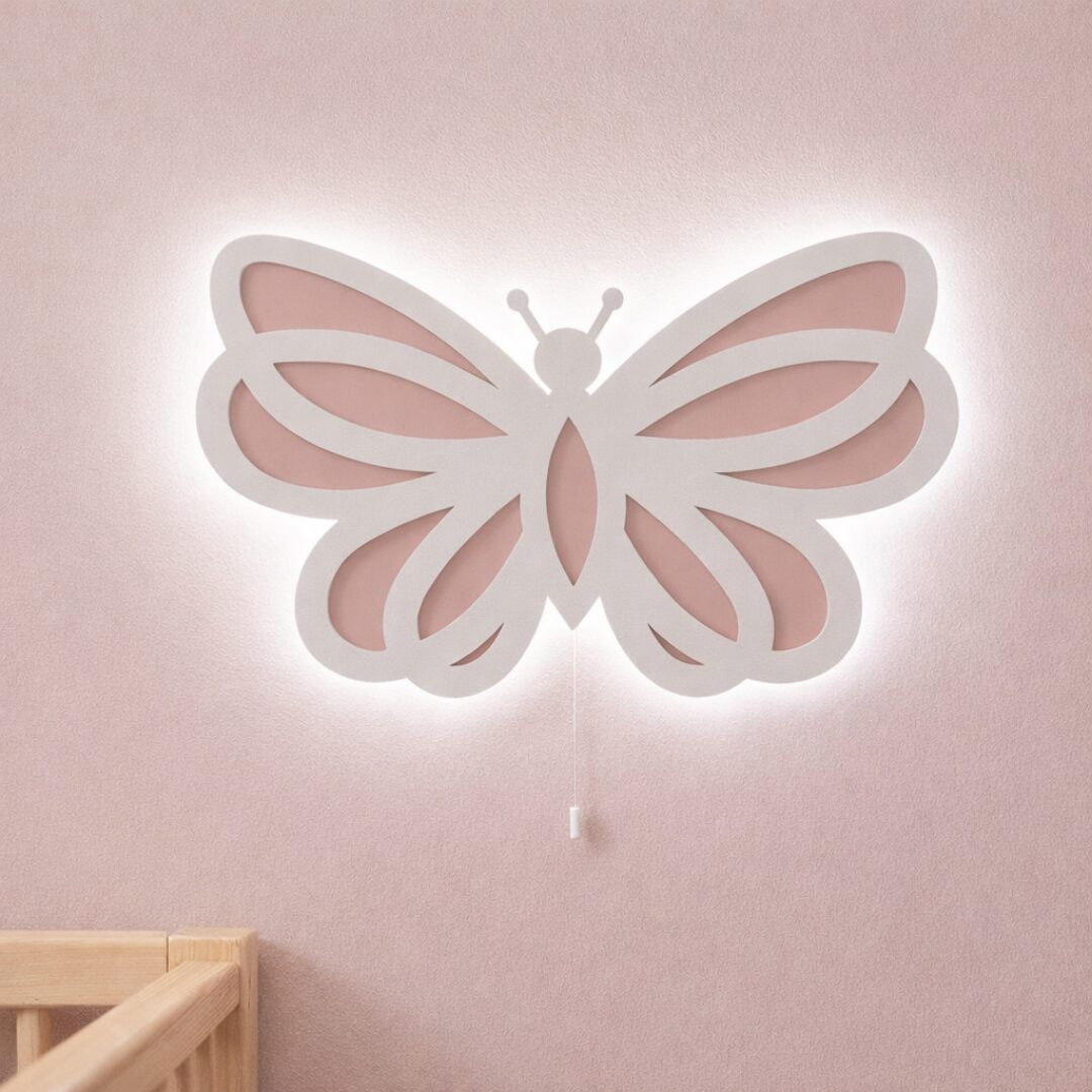 COZYCOLLECTIONS LED Wandleuchte Zweilagiger Schmetterling LED-Wandnachtlicht,(Rosa-Beige), LED, Warmweiß, Montessori-inspiriertes Schmetterlingslicht in zarten Farben