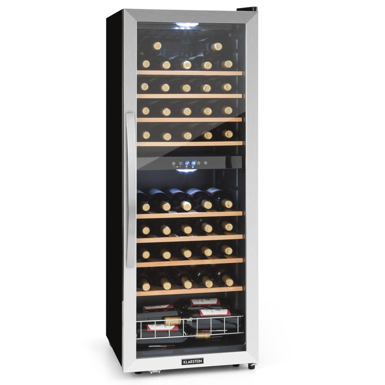 Klarstein Weinkühlschrank Vinamour 54 bottle Duo Weinkühlschrank, für 54 Standardflaschen á 0,75l,Wein Flaschenkühlschrank Weintemperierschrank Weinschrank Kühlschrank