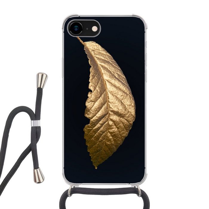 MuchoWow Handyhülle Blätter - Luxus - Gold - Schwarz - Natur Handyhülle Telefonhülle Apple iPhone 8