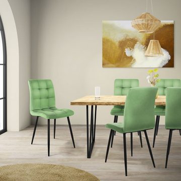 ML-DESIGN Stuhl Esszimmerstühle Set mit Rückenlehne Stuhl für Esstisch (4 St), 4x Wohnzimmerstuhl Grün aus Samt mit Metallbeinen 41x49x89cm