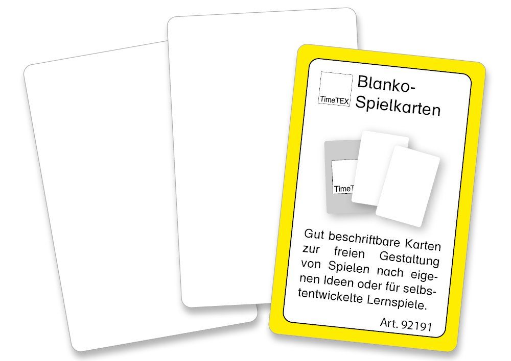 Spielesammlung, TimeTEX im beidseitig Etui, Blanko-Spielkarten weiß