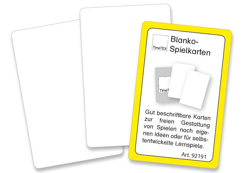 TimeTEX Spielesammlung Blanko-Spielkarten im Etui, beidseitig weiß