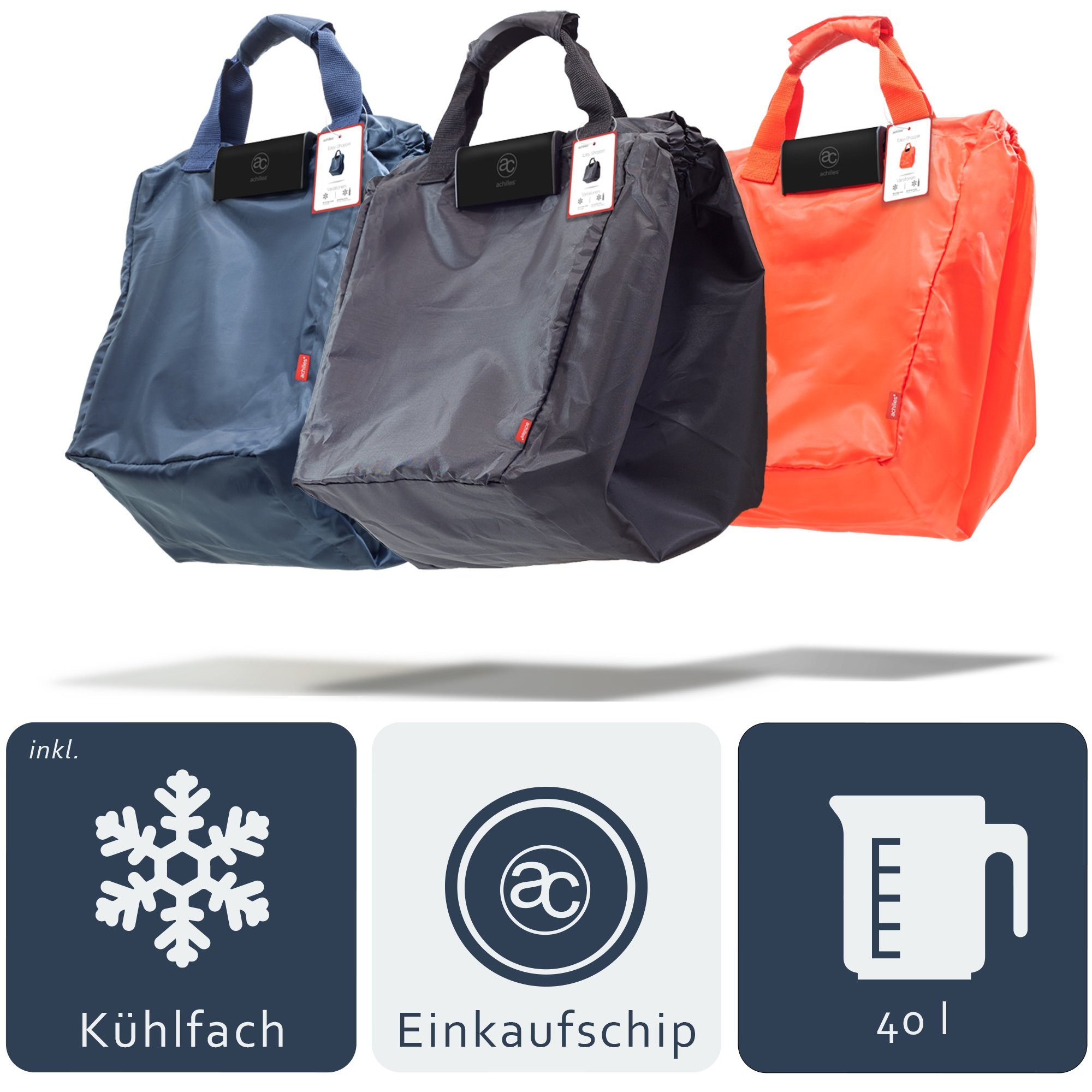 l mit Easy-Cooler Kühlfunktion, Einkaufswagentasche 40 achilles Einkaufsbeutel rot