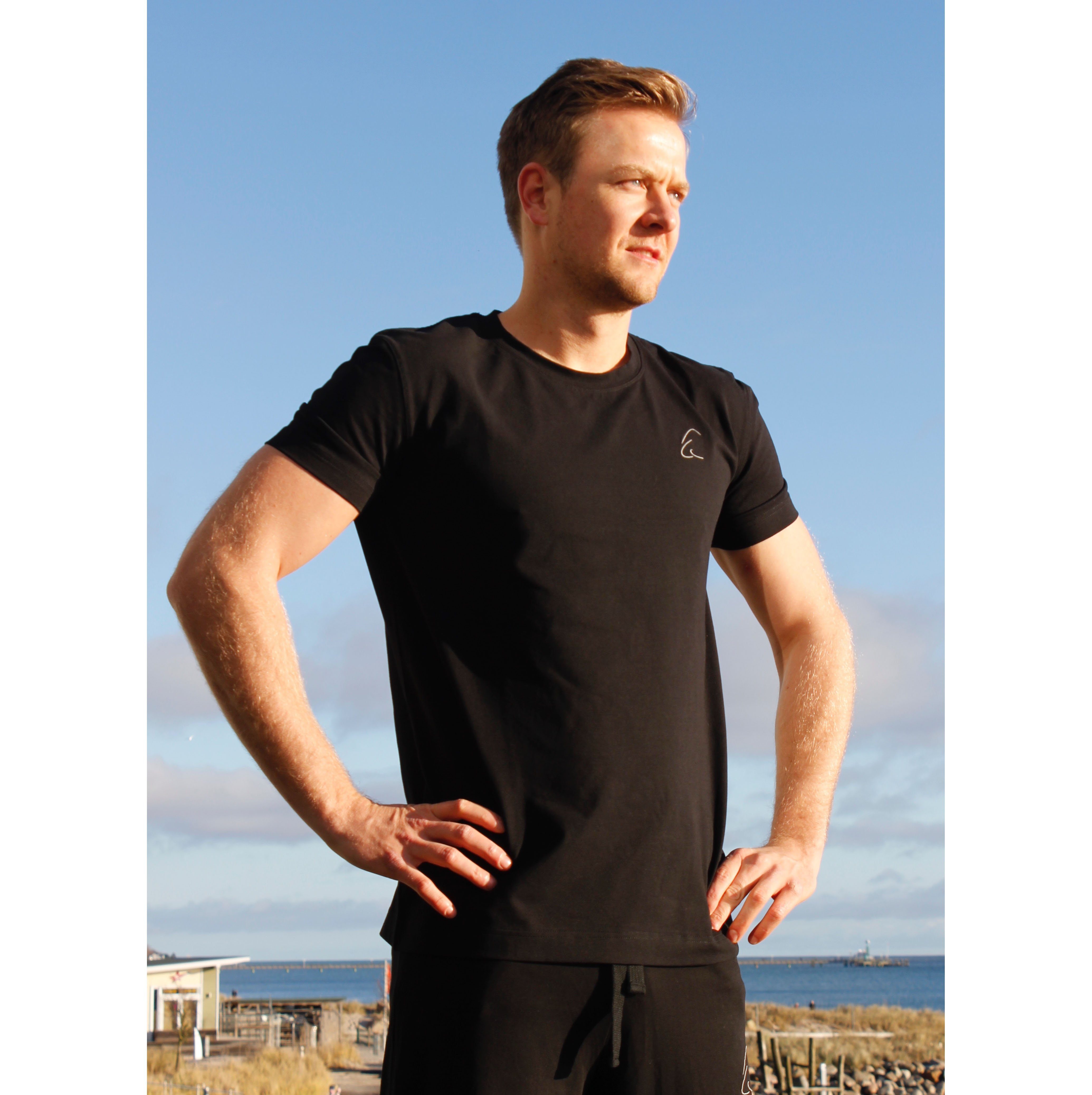 ESPARTO T-Shirt unisex, für auch kühlend, Herren Yogashirt Sommer im Bhaalu geeignet gut leicht Schwarz