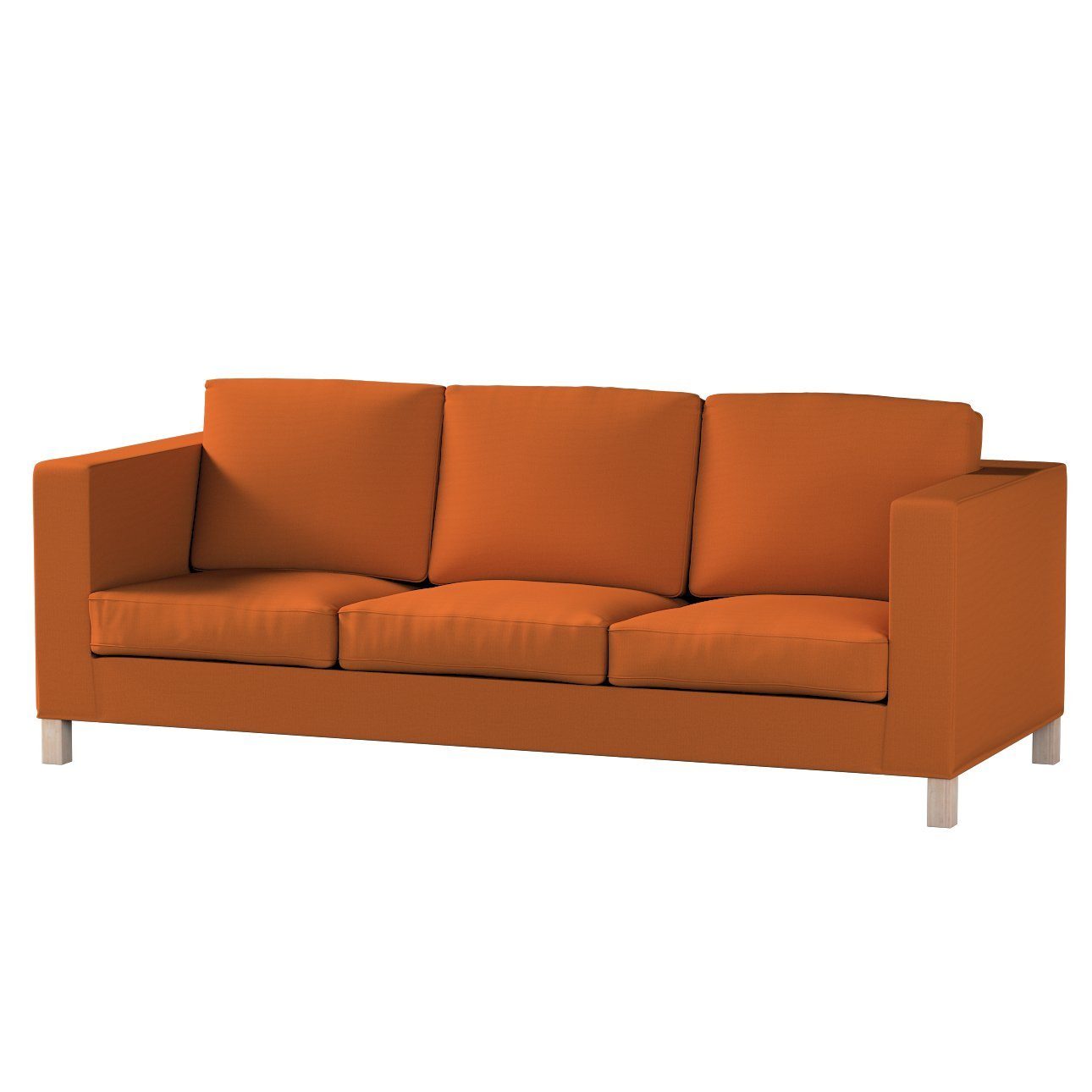 Sofahusse Karlanda 3-Sitzer Sofa nicht ausklappbar kurz, Cotton Panama, Dekoria Karamell