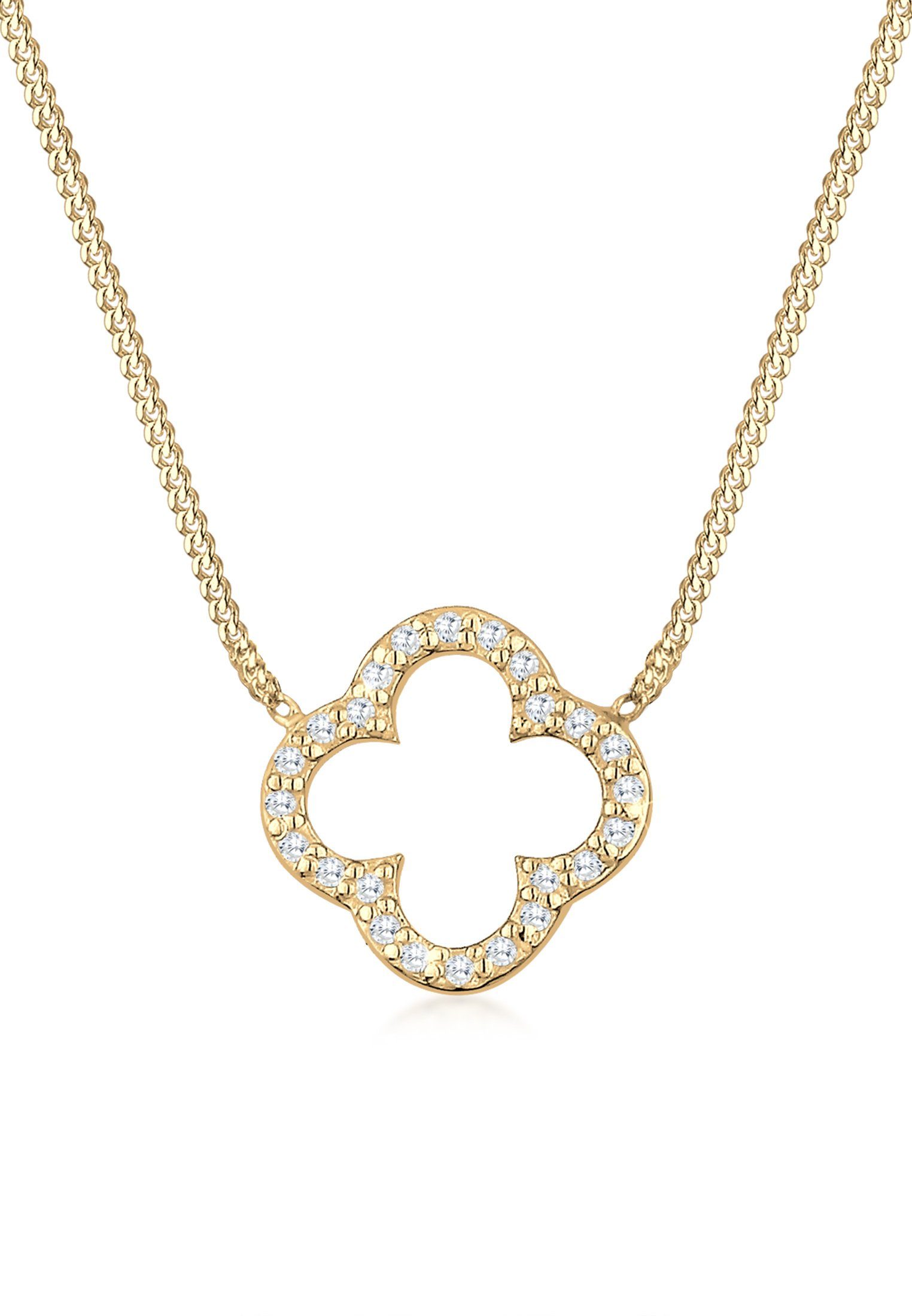 Elli Kette mit Anhänger Kleeblatt Glück Zirkonia 925 Silber, Kleeblatt günstig online kaufen