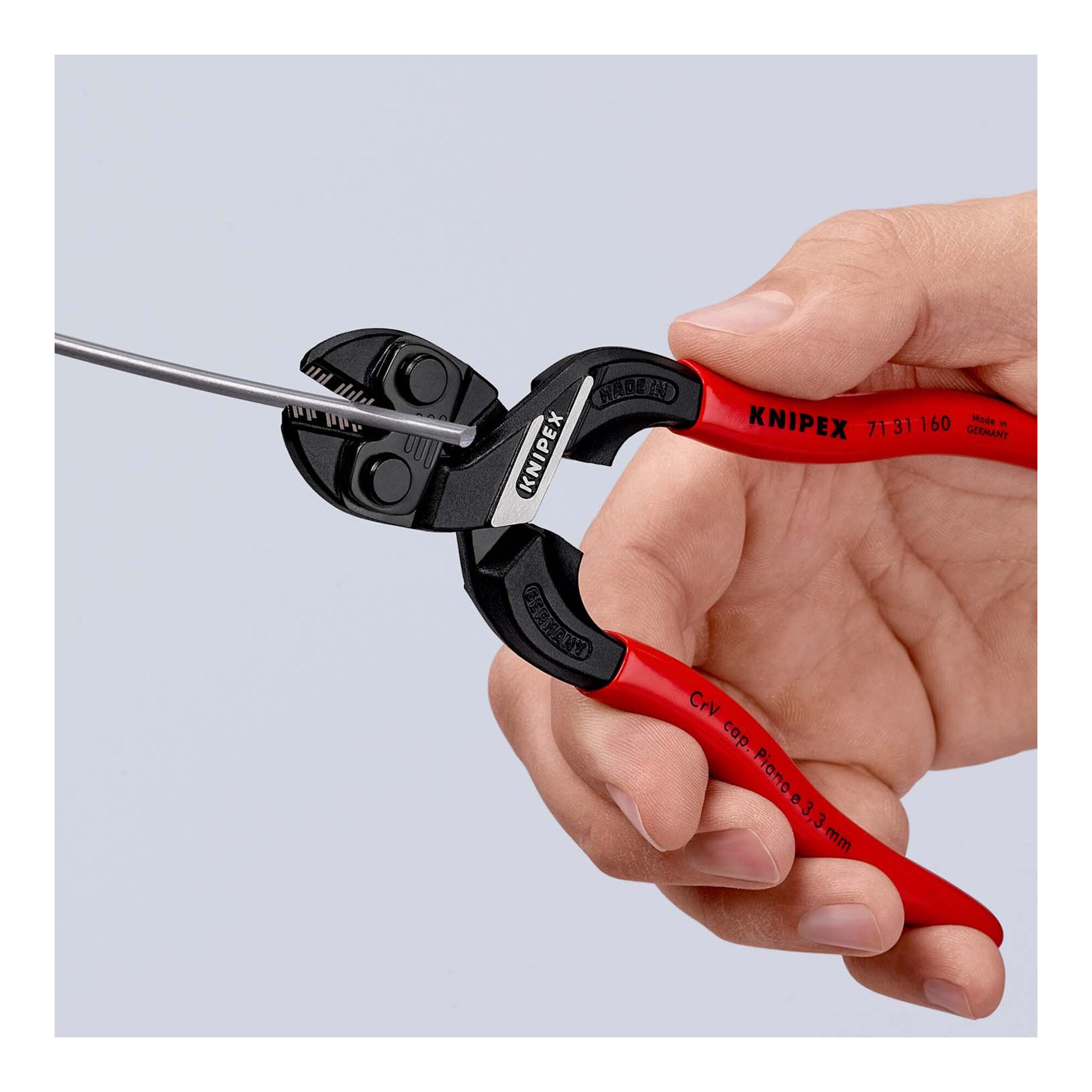 Knipex Cuttermesser KNIPEX 71 31 160 CoBolt® S Kompakt-Bolzenschneider mit Schneidaussparu