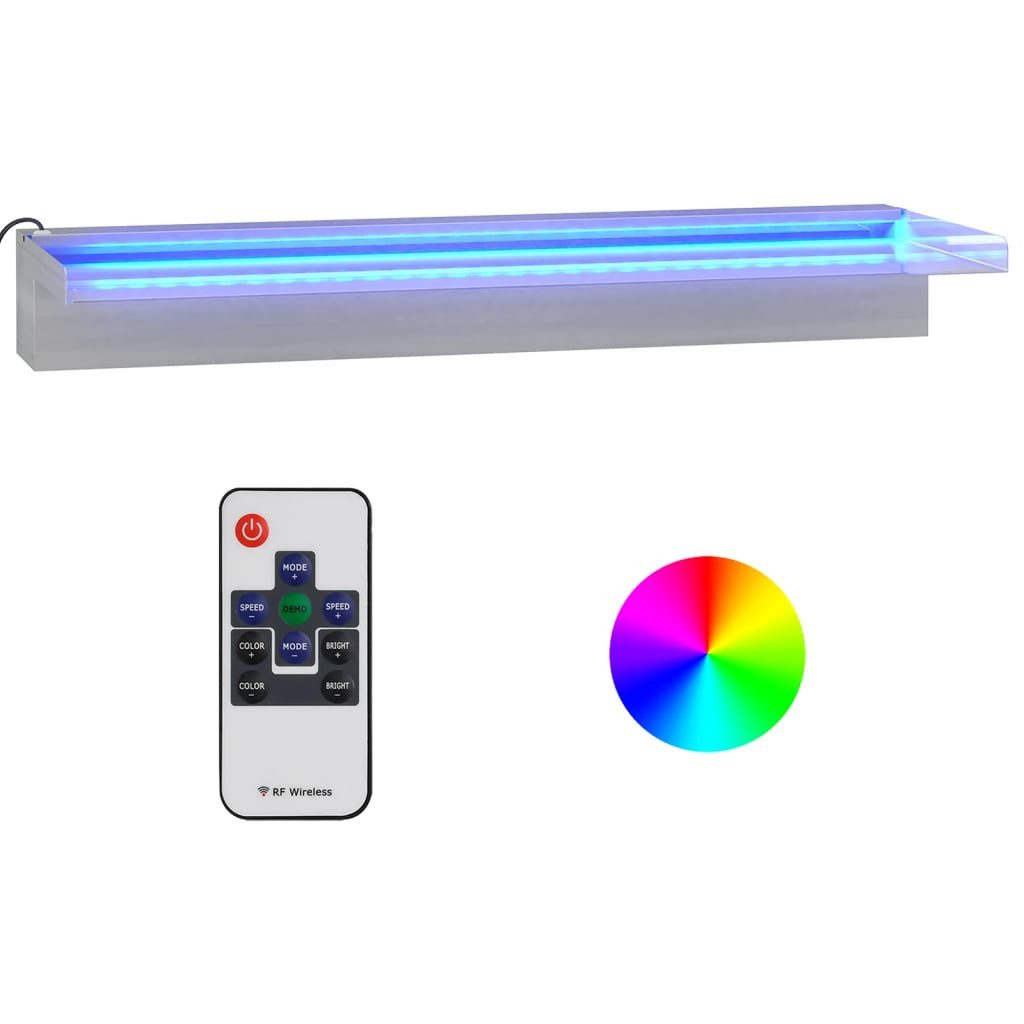 vidaXL Wasserfall Wasserfall-Element mit RGB LEDs Edelstahl 60 cm