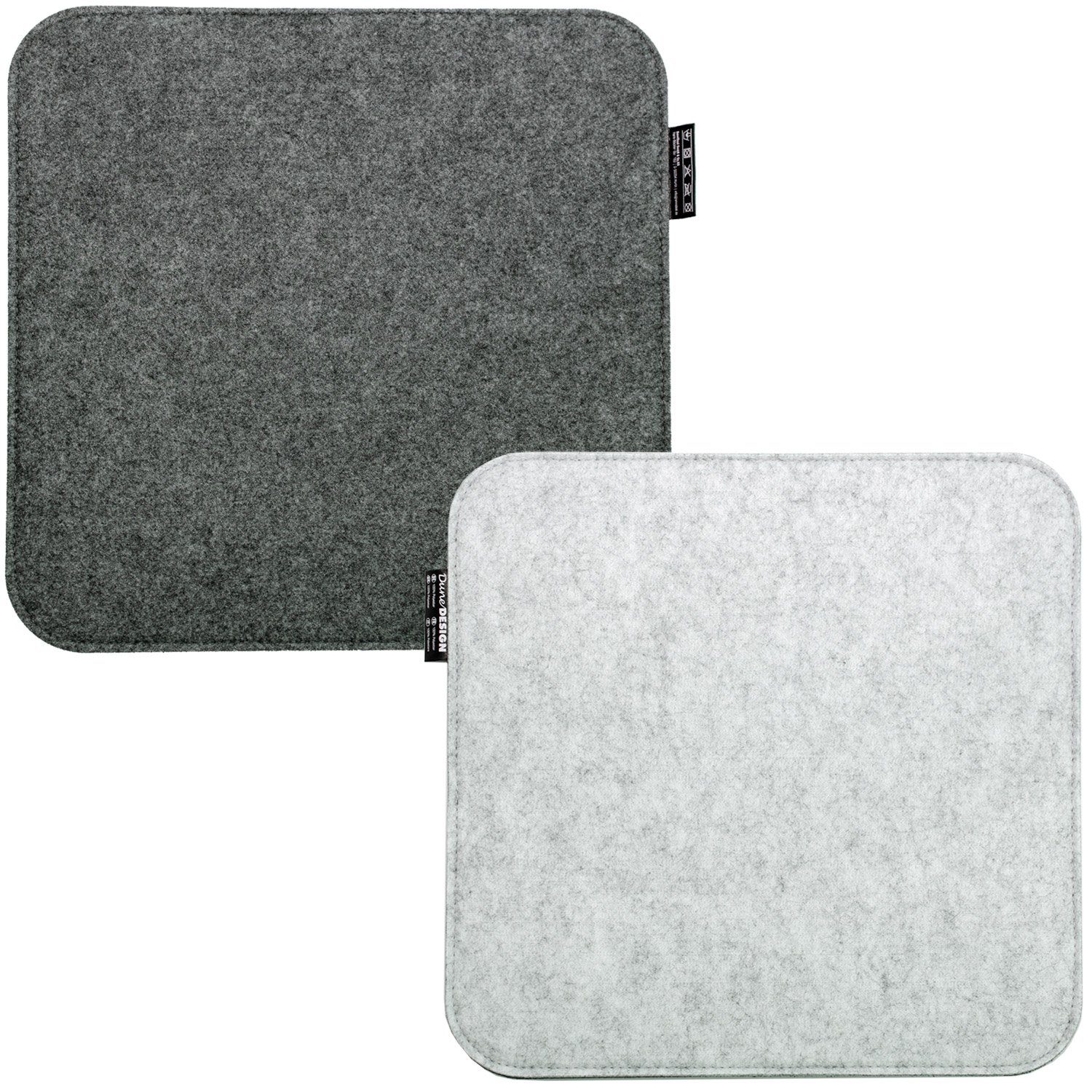 eckig Stuhlkissen Filz Sitzauflage, 35x35cm DuneDesign 2 Sitzkissen Sitzkissen grau 8 mm