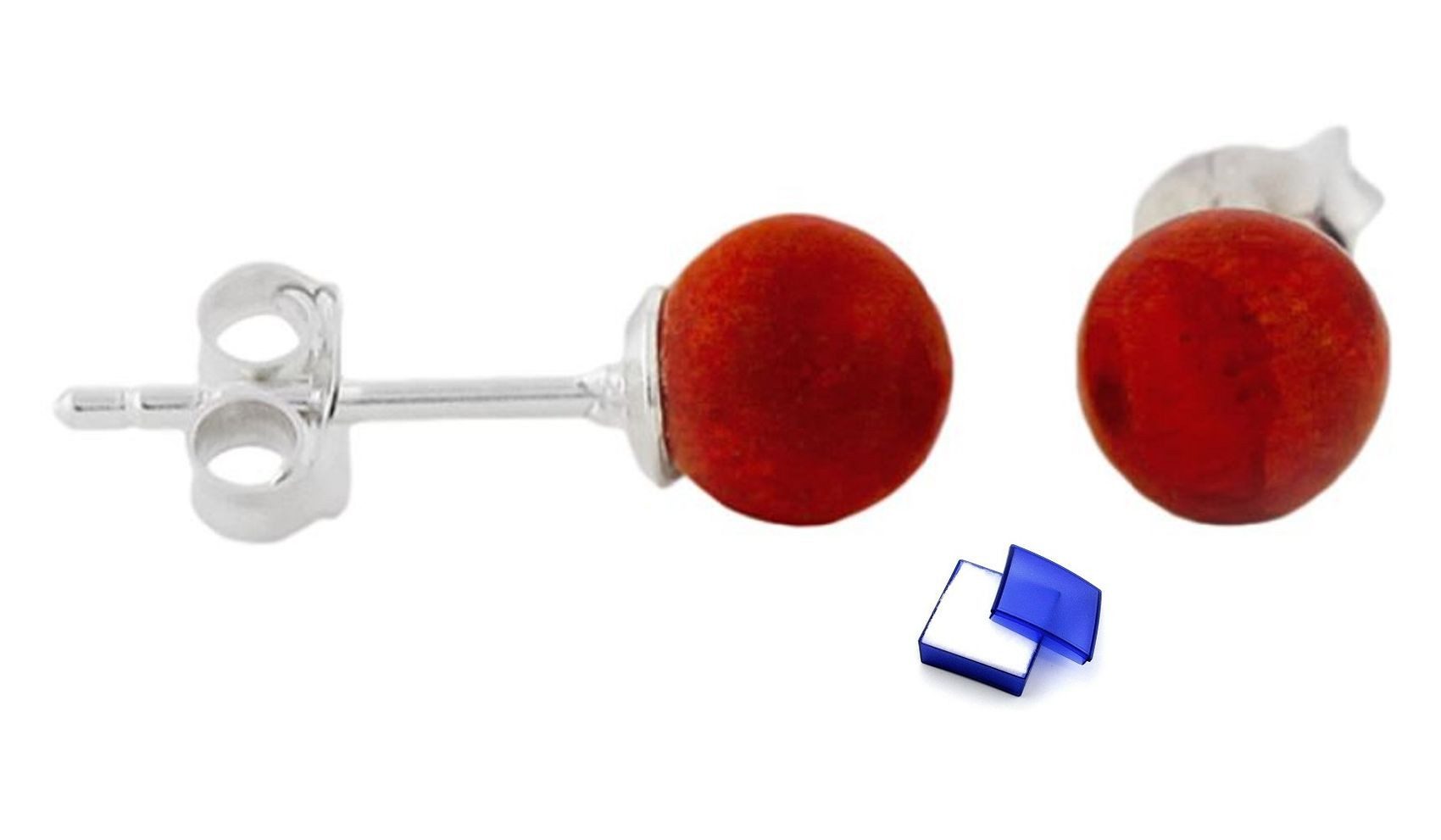 unbespielt Paar Ohrstecker Ohrringe Coral-Perle ca. 6 mm 925 Silber inklusi günstig online kaufen
