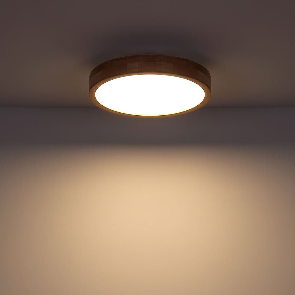 etc-shop LED Deckenleuchte, LED Holz Lampe Tageslicht dimmbar Leuchte Optik Decken