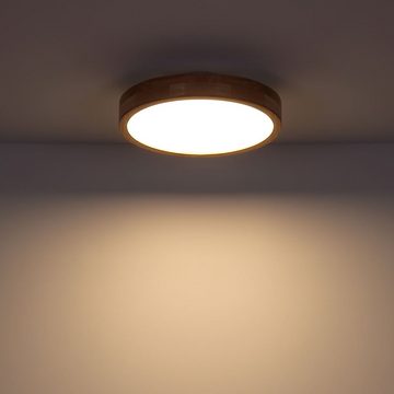 etc-shop LED Deckenleuchte, LED Decken Leuchte dimmbar Holz Optik Tageslicht Lampe