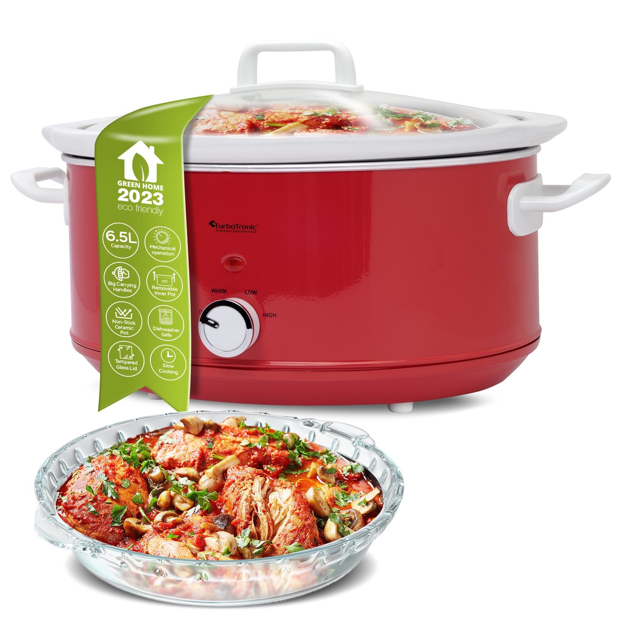 Schongarer Slow Cooker 6,5 Liter Schongarer mit Anbrat- & Warmhaltefunktion