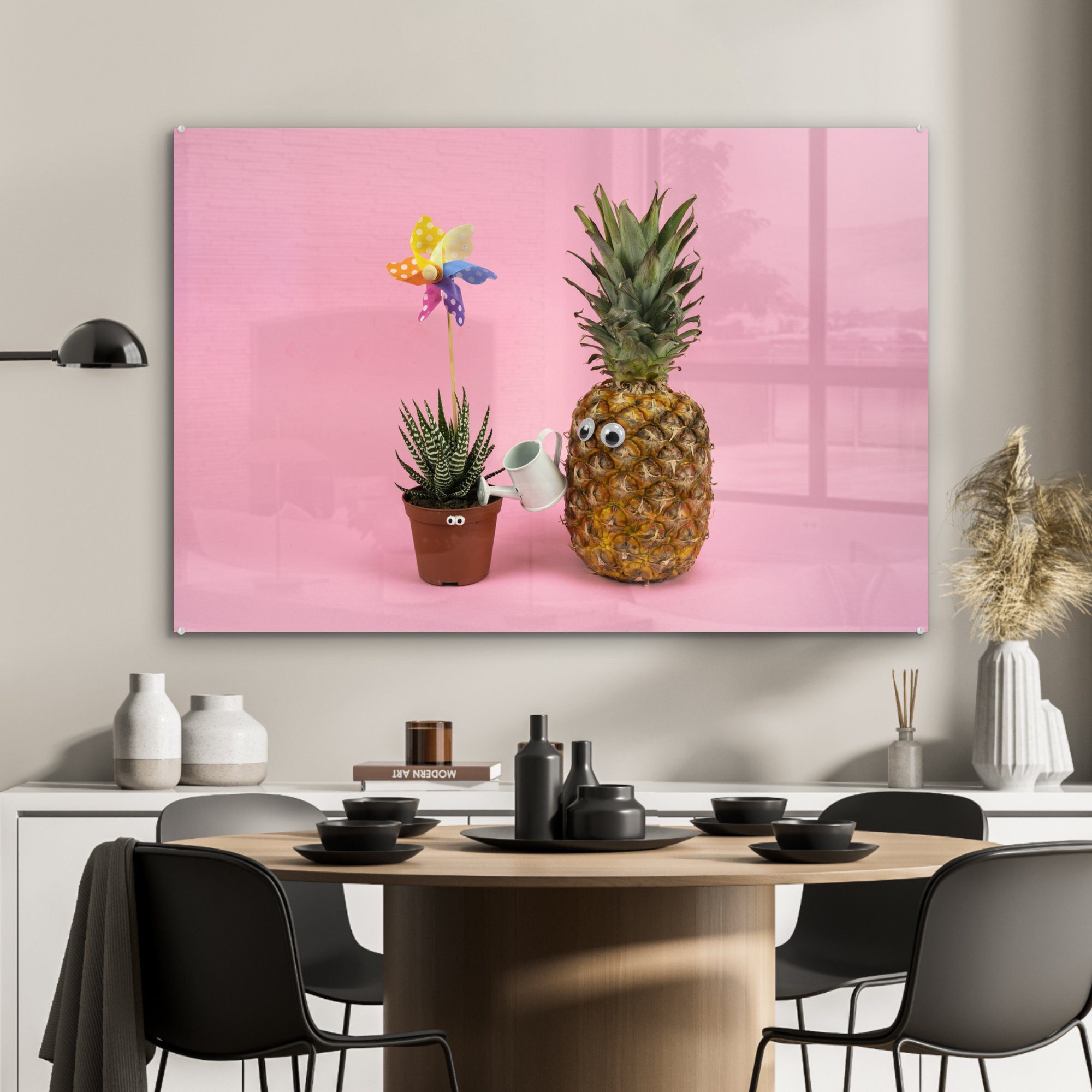MuchoWow Acrylglasbild eine Acrylglasbilder (1 & Pflanze, bewässert Wohnzimmer St), Schlafzimmer Ananas