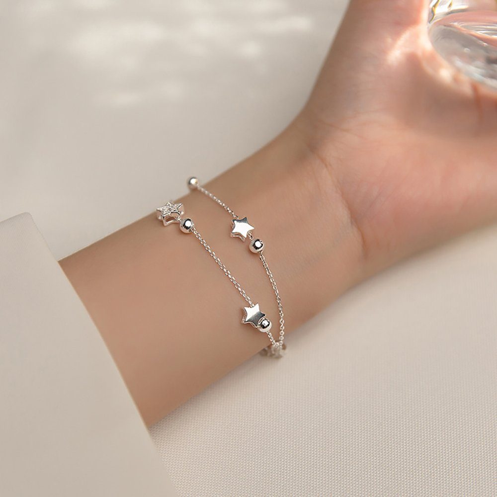 2. Bild von Color Design Silberarmband Armband aus 925 Silber CD-SMK-45, Armkette mit Sternen Länge verstellbar inkl. Geschenkbeutel
