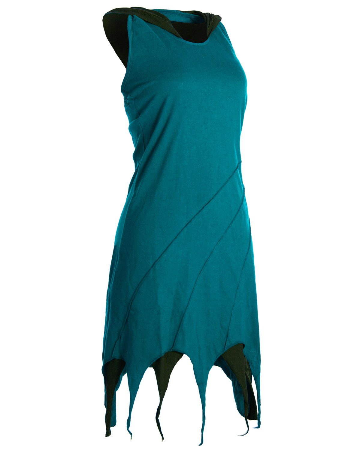 Lagenlook Zipfel-Neckholder türkis aus Kleid Baumwolle Vishes Neckholderkleid Elfen Kapuzen Goa, Hippie,