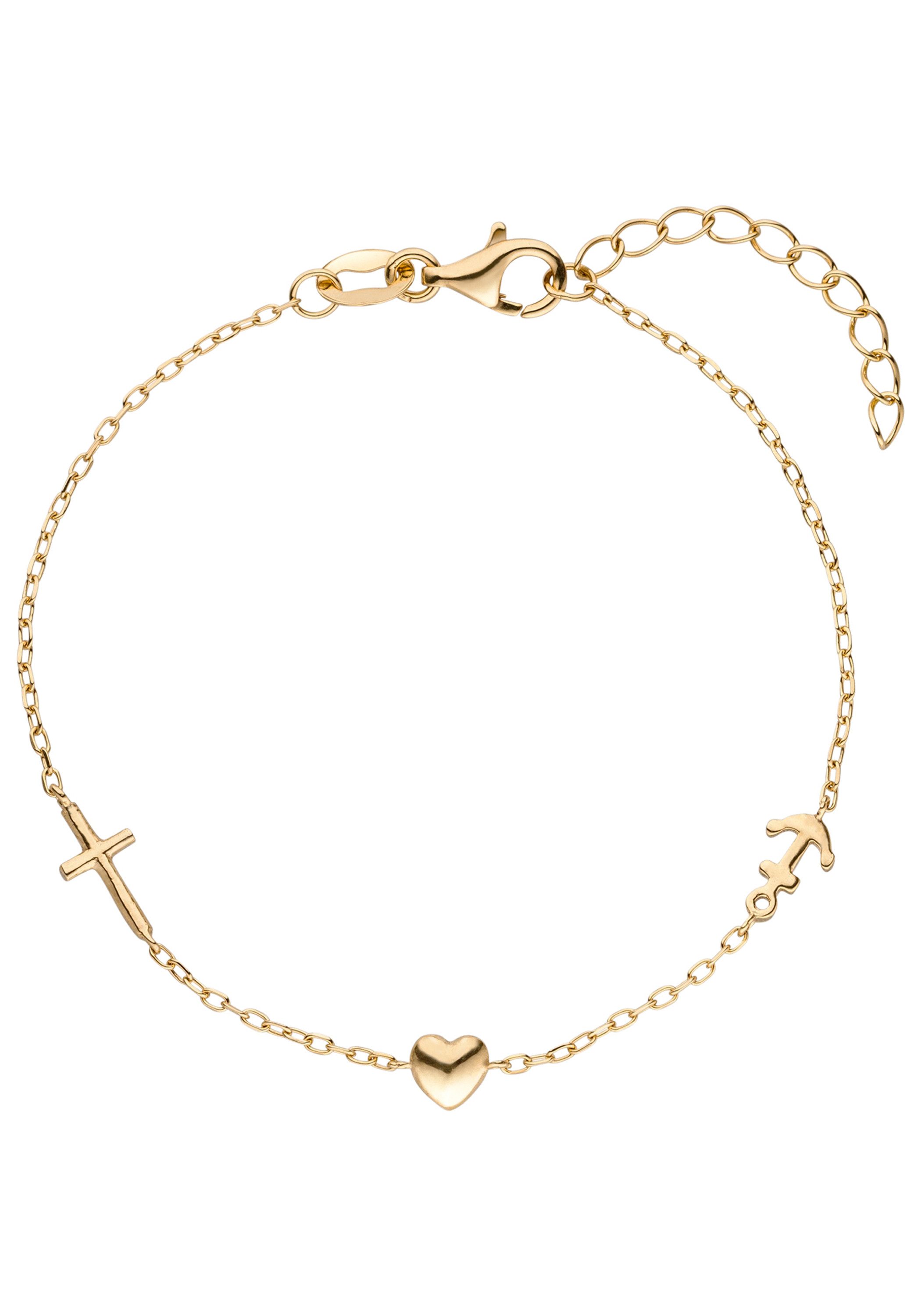 JOBO Armband Glaube Liebe Hoffnung, 925 Silber vergoldet 19 cm günstig online kaufen