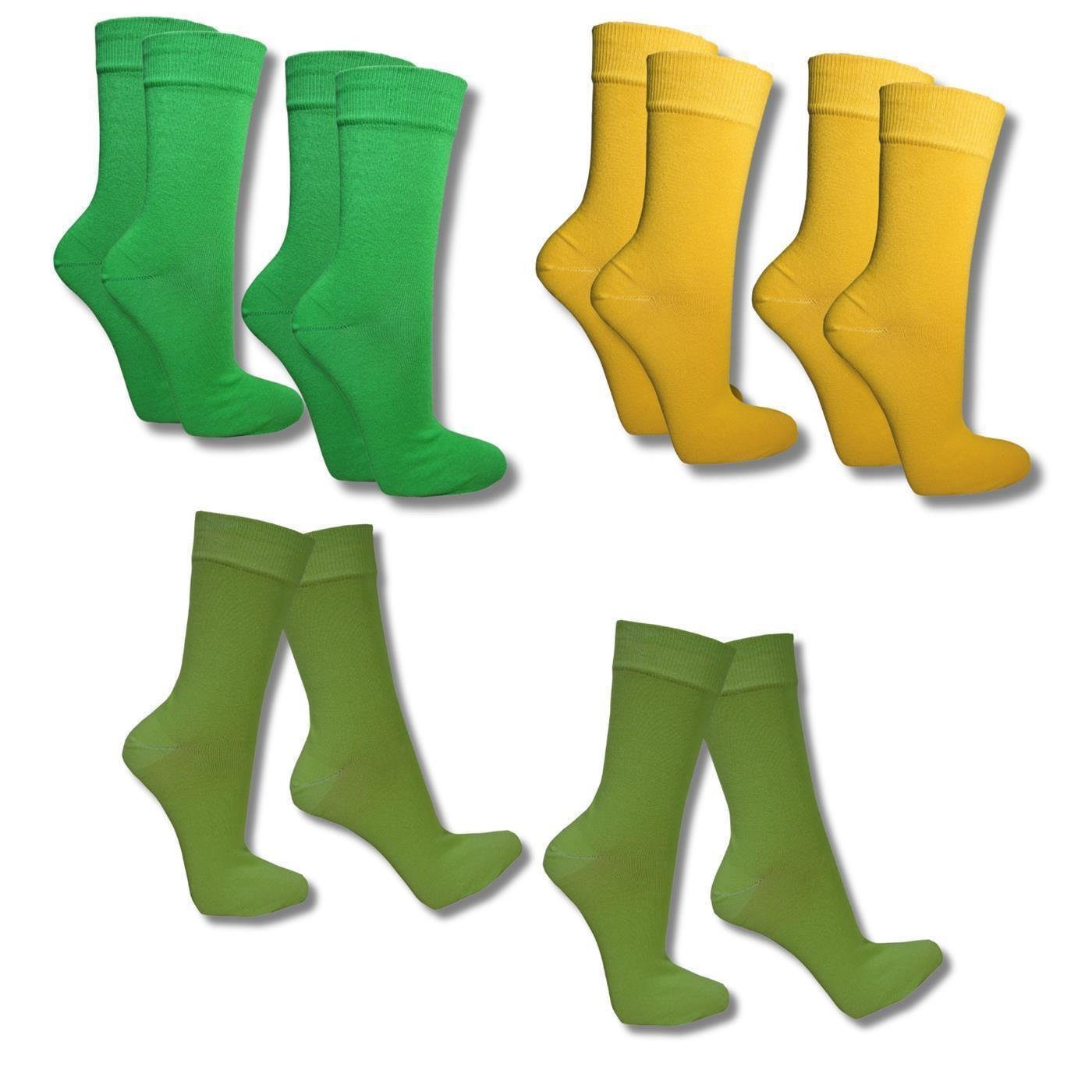 Freizeitsocken Bunte Socken apfelgrün,grün,sonne, 35-38, 6 Paar