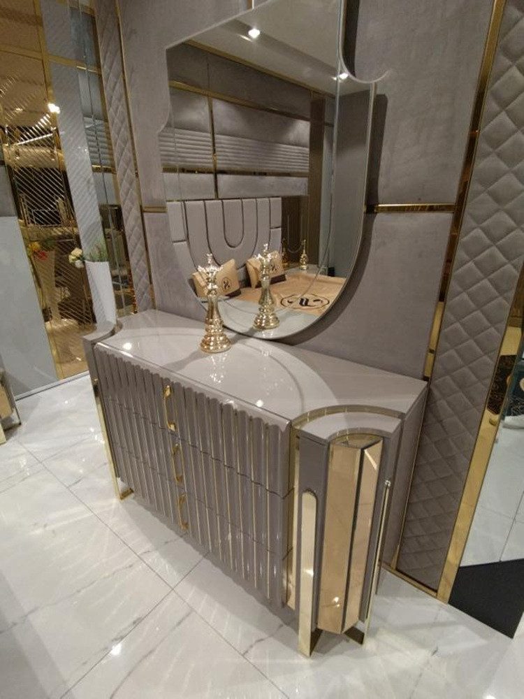 JVmoebel Kommode Moderne Luxus Spiegel mit Elegantem Design für Ihr Zuhause (2 St., Kommode + Spiegel), Made in Europa
