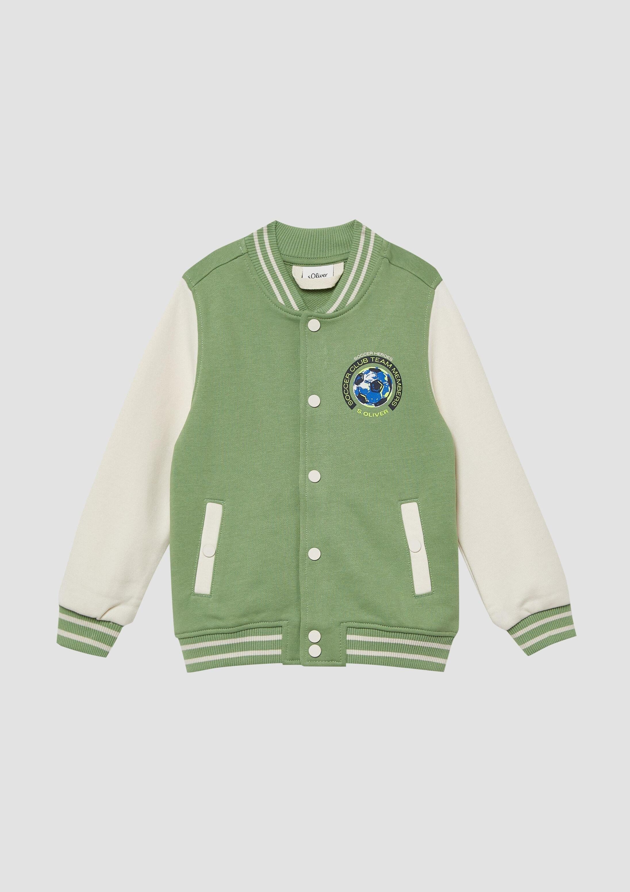 s.Oliver Sweatjacke Sweatshirt Jacke Felpa-Collegejacke mit Kontrastdetails