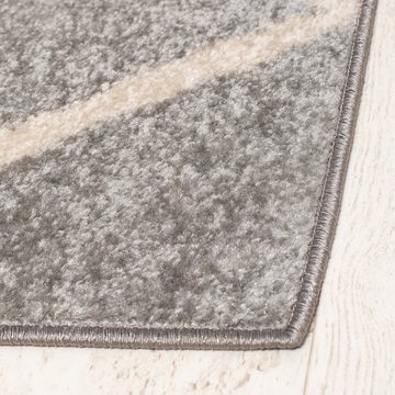 Designteppich Modern Teppich Geometrisch Muster Grau farbe - Kurzflor, Mazovia, 80 x 150 cm, Geeignet für Fußbodenheizung, Höhe 7 mm, Kurzflor