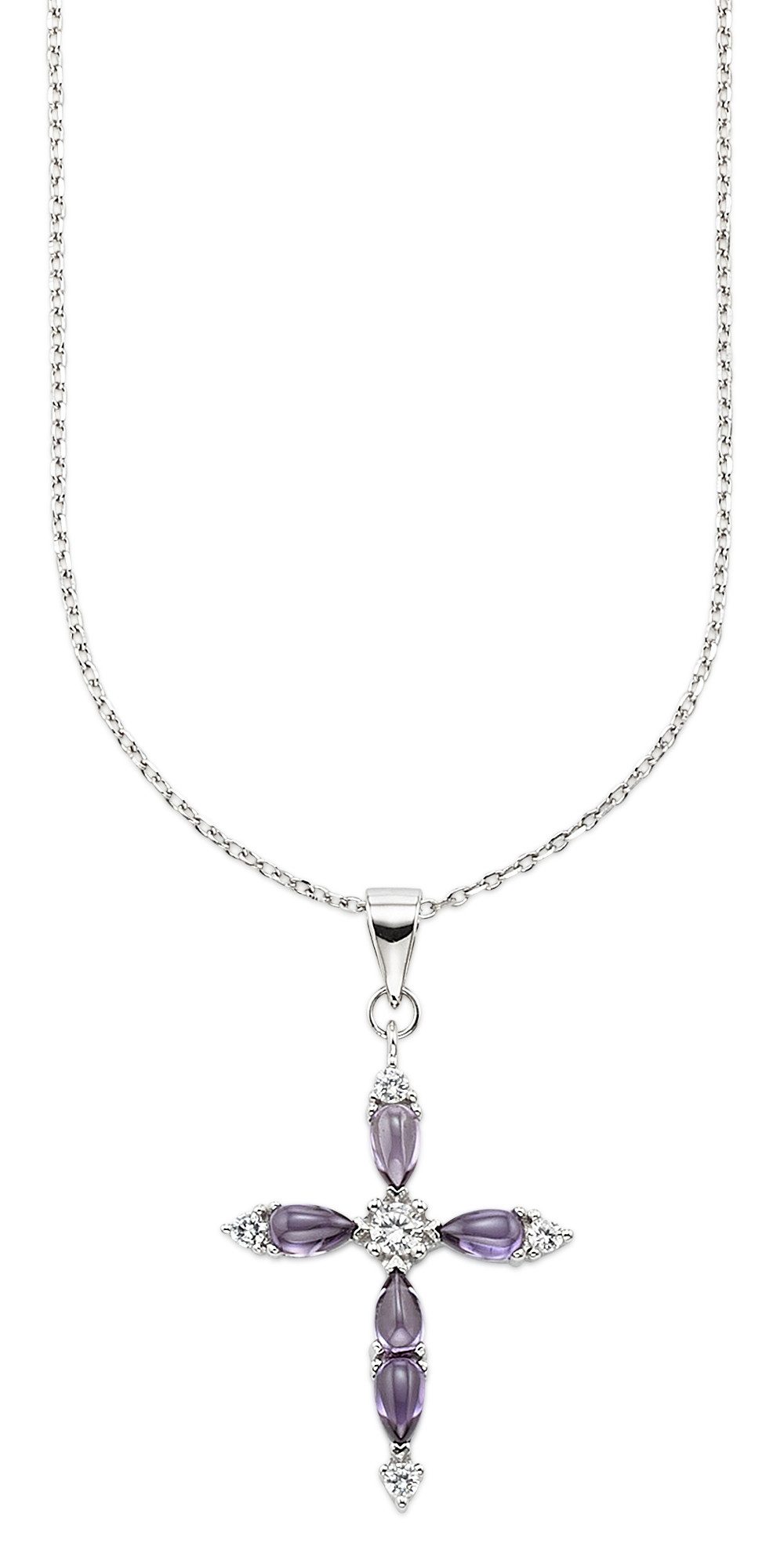 Firetti Kette mit Anhänger Schmuck, Geschenk, Silberkette mit Kreuzanhänger, mit Zirkonia (synth)