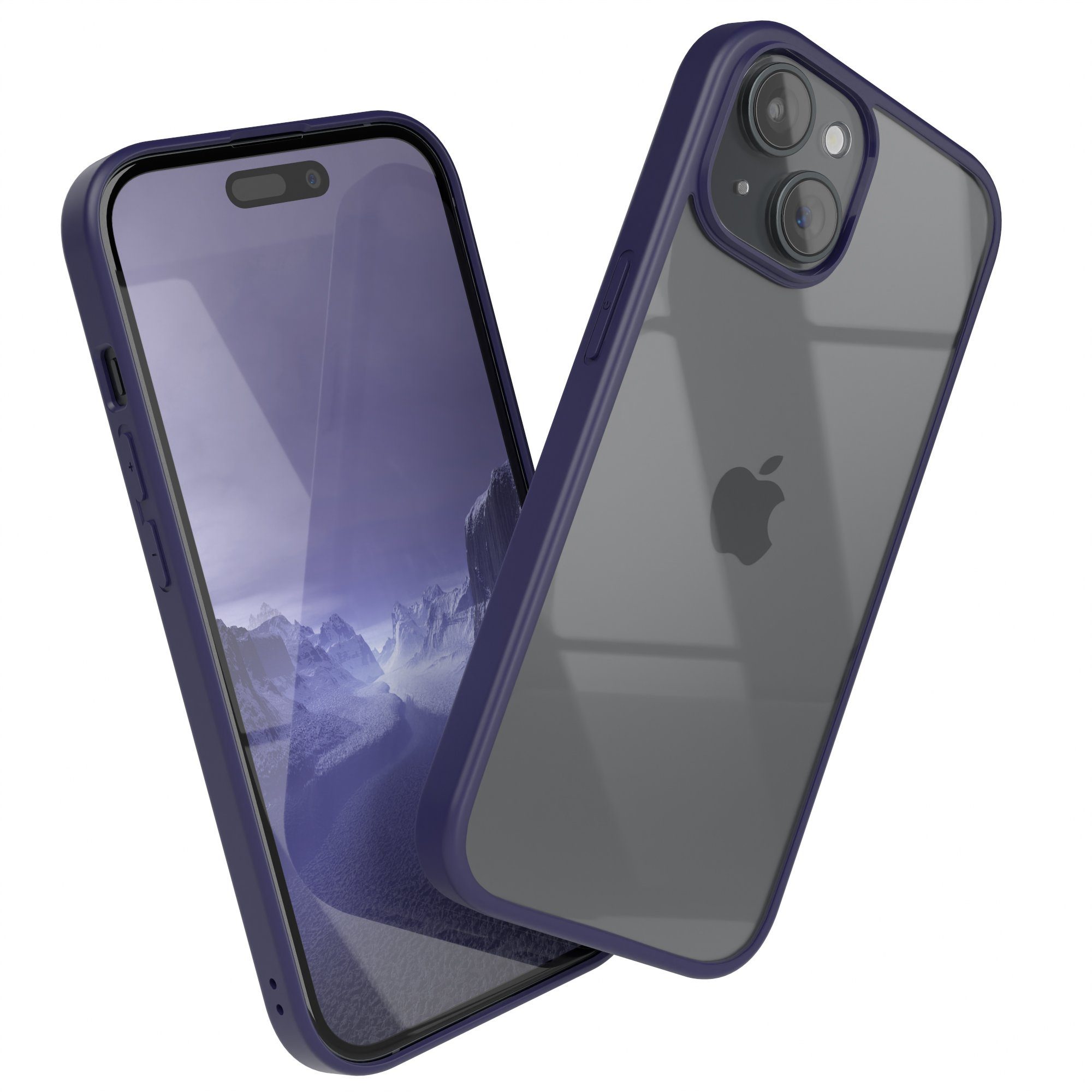 EAZY CASE Handyhülle Bumper Case für Apple iPhone 15 6,1 Zoll, Schutzhülle kratzfest Slim Cover Transparent Hybrid Handyhülle Lila
