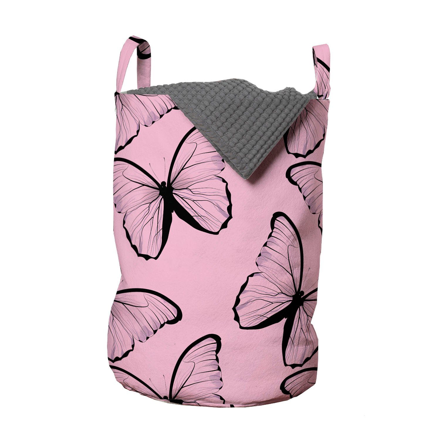 Abakuhaus Wäschesäckchen Wäschekorb mit Griffen Kordelzugverschluss für Waschsalons, Schmetterling Gracious Frühling Tier