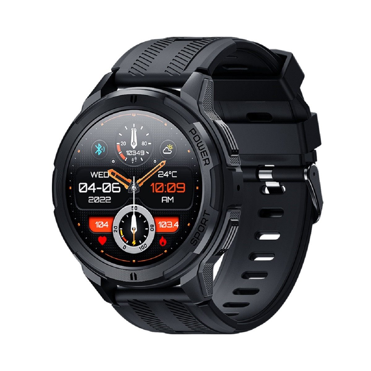 MIRUX C25OR Watch Groß HD Display 1,43 Zoll BT-Anruf Fitness Tracker Rund Smartwatch