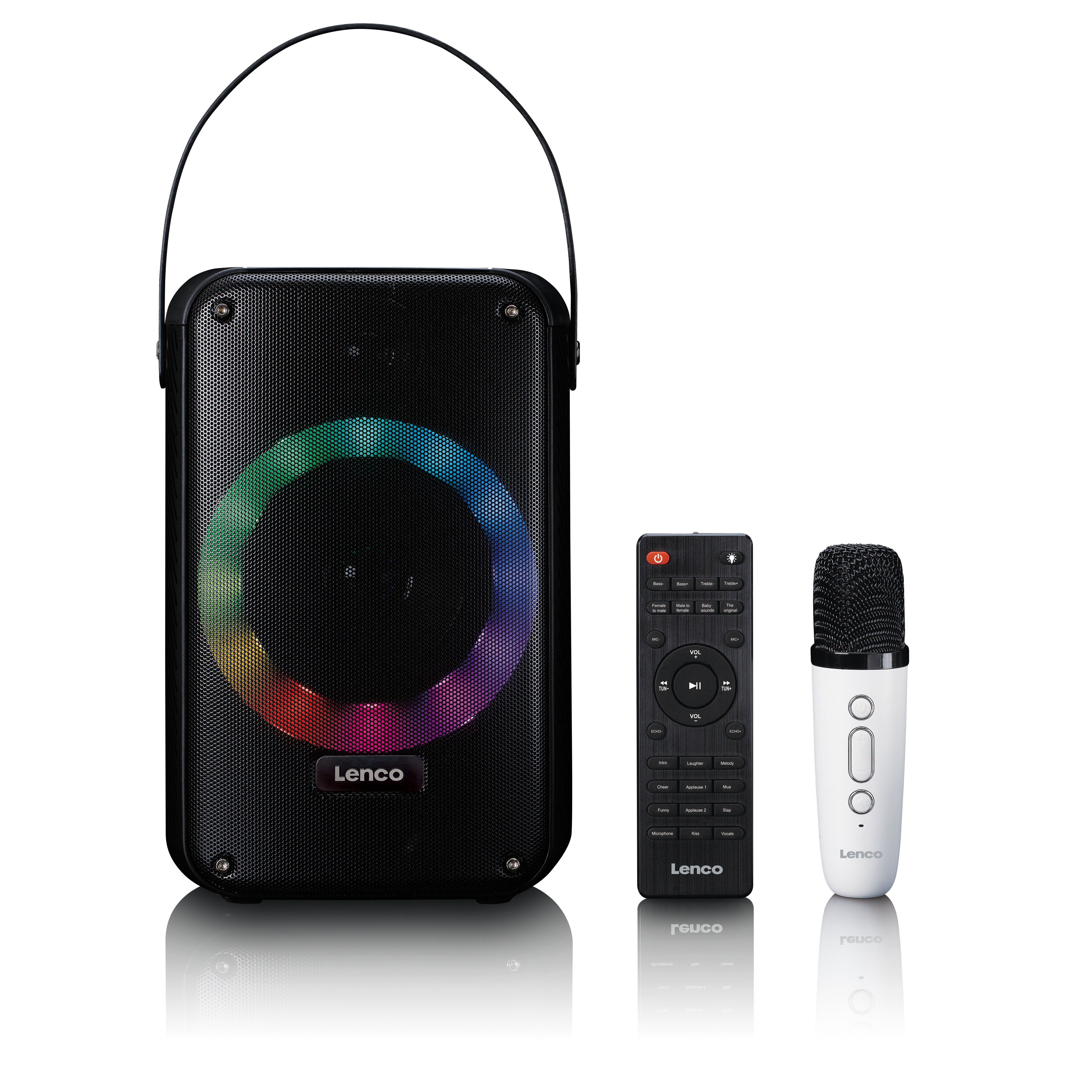 Lenco BTC-060BK Bluetooth-Lautsprecher 2.0 (Bluetooth, 20 W, Disco-LED-Lichteffekte, Bluetooth 5.2, 12h Akku & 2x 20W Колонки)