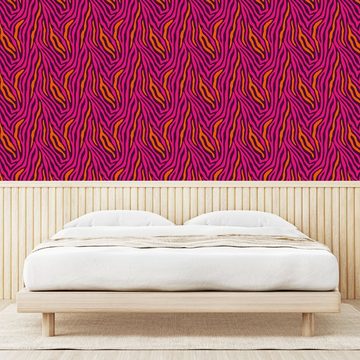 Abakuhaus Vinyltapete selbstklebendes Wohnzimmer Küchenakzent, Safari Zebra-Muster-Streifen-Design