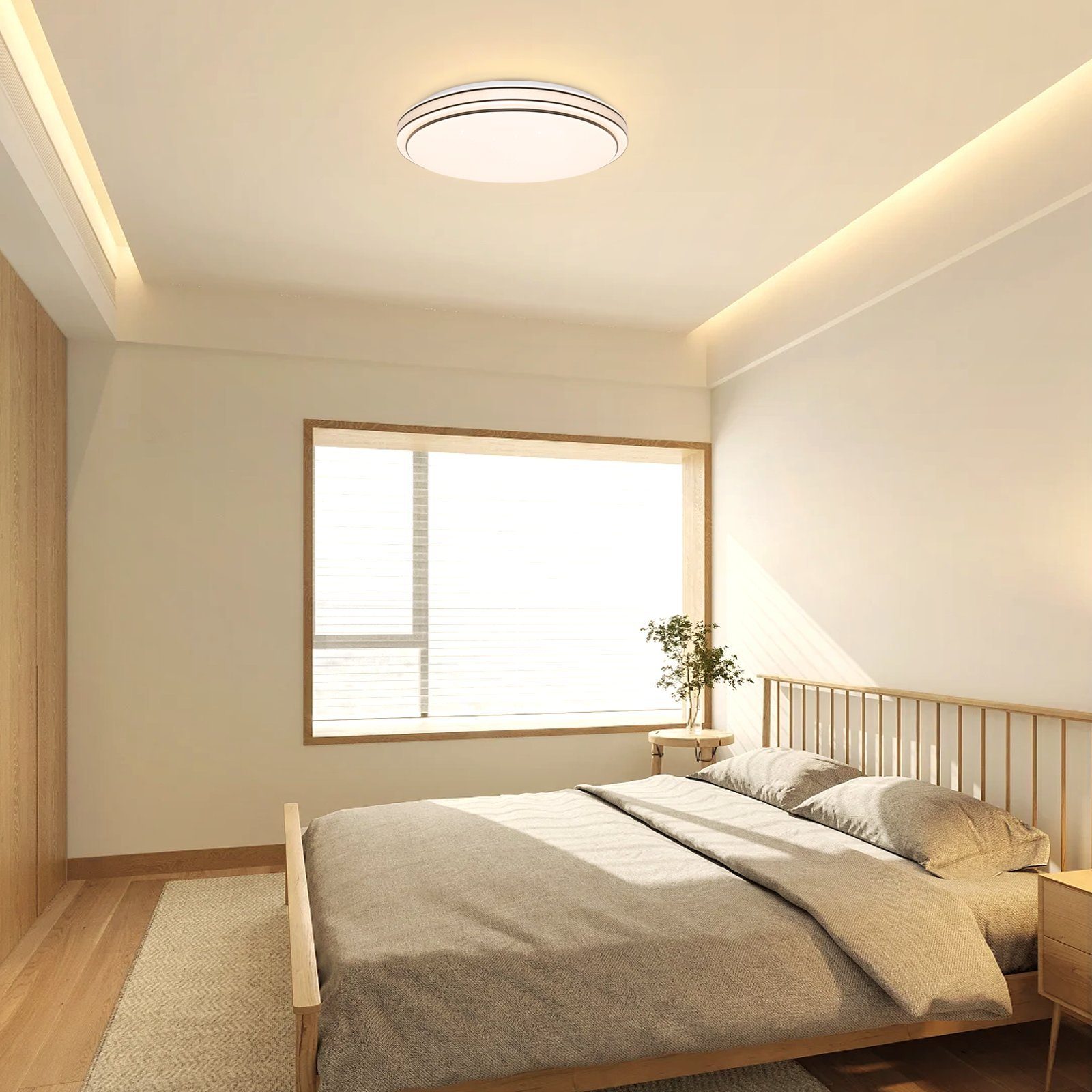 ZMH LED Deckenleuchte Wohnzimmer Ø18/27 Modern Küchenlampe Flur Schlafzimmer, LED fest integriert, Warmweiß, 12W, 3000K, warmweiß, 27×27×6cm – Bild 5 von 5