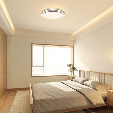 ZMH LED Deckenleuchte Schlafzimmerlampe Sternenhimmel Modern Küchenlampe Rund, LED fest integriert, 3000k, ∅27cm, 3000k, Flimmerfrei