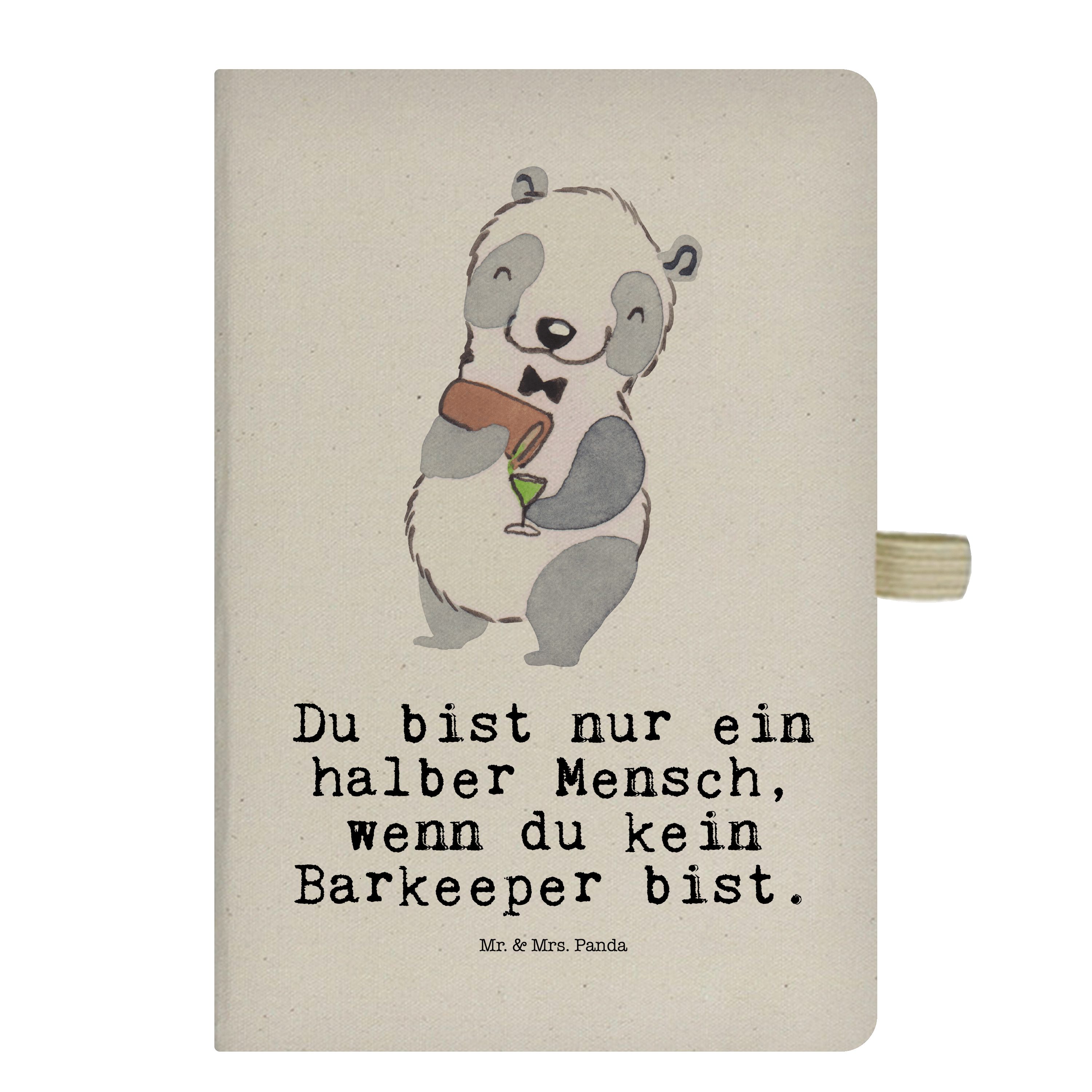 Mr. & Mrs. Panda Notizbuch Barkeeper mit Herz - Transparent - Geschenk, Danke, Firma, Bartender, Mr. & Mrs. Panda