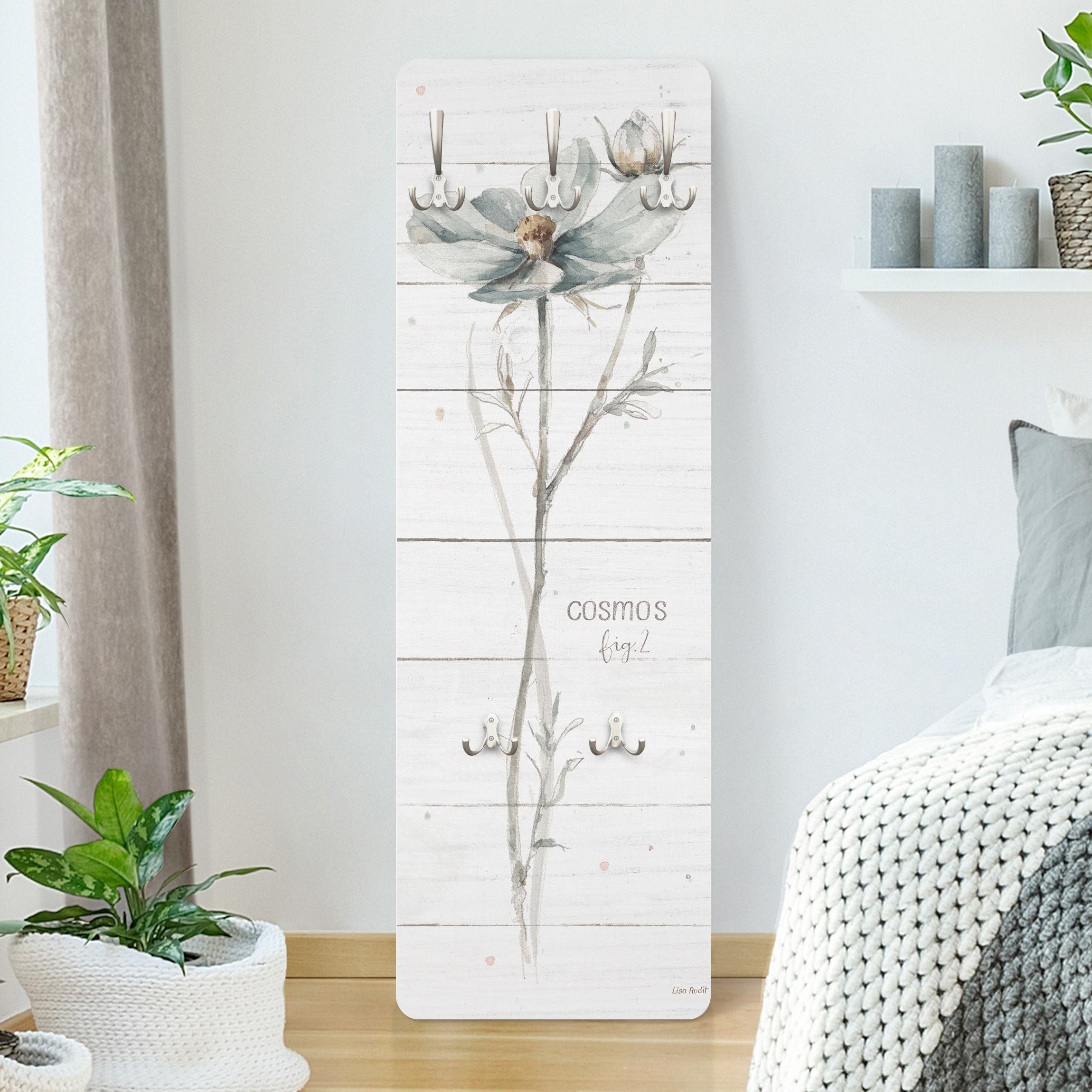 Bilderdepot24 Garderobenpaneel beige Blumen Floral Holzoptik günstig online kaufen