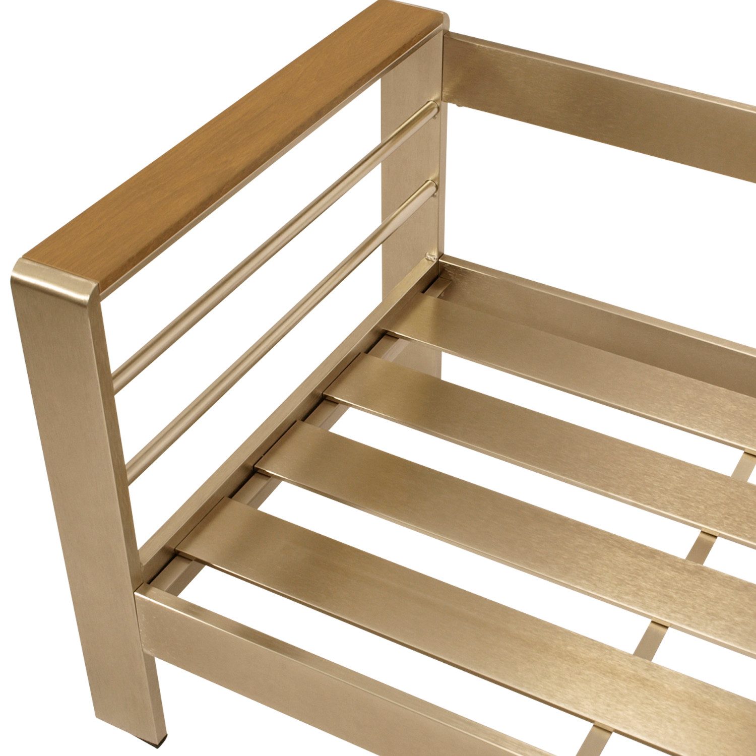 DEGAMO Loungeset CANNES, Armlehnen braun, (2x Sessel, 1x Sofa 207cm, 1x Tisch 106x60cm), Aluminium gebürstet, Kunstholz braun, wetterfest