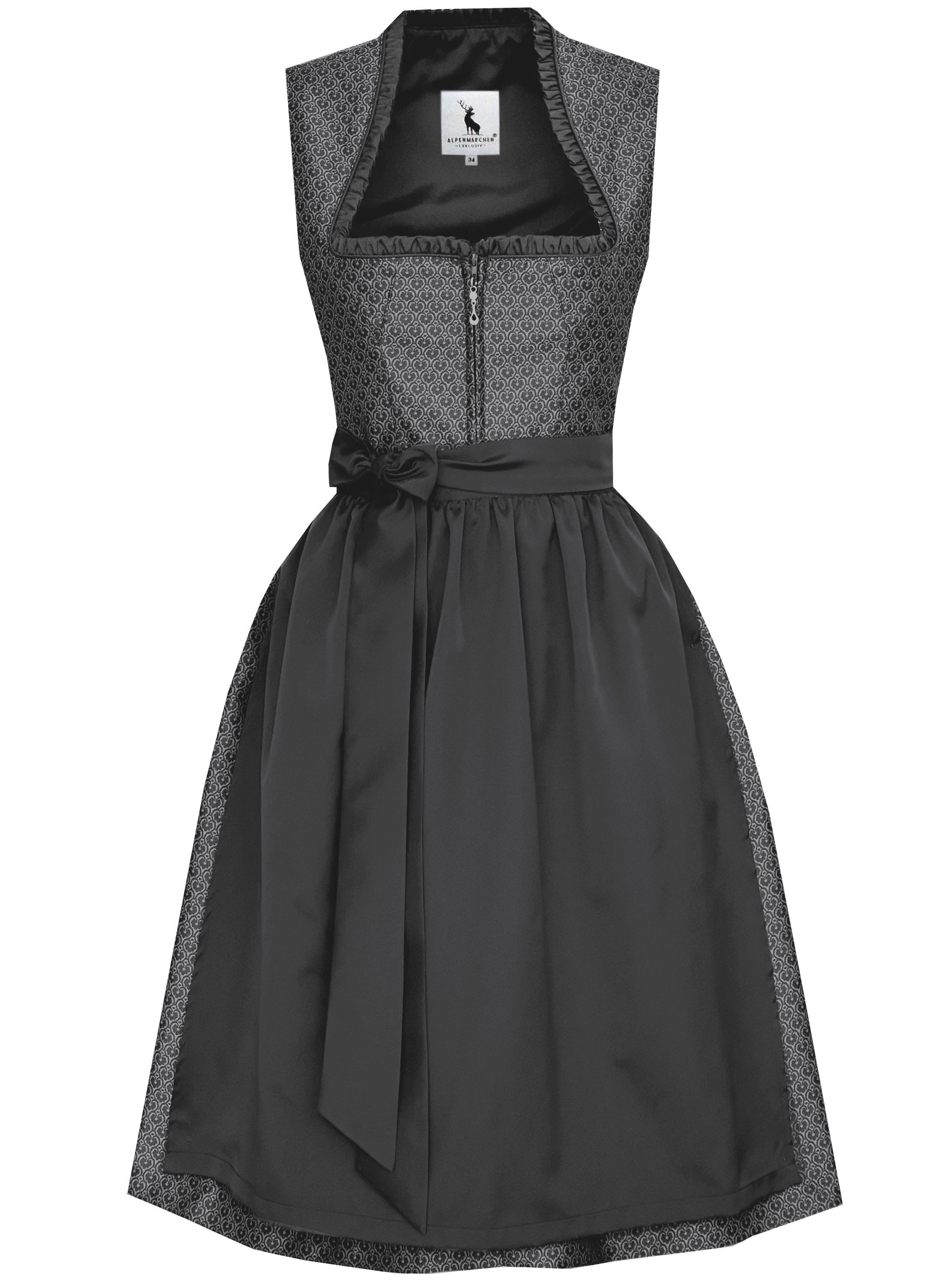 Alpenmärchen Dirndl Midi Dirndl Liane in Anthrazit - ALM1058