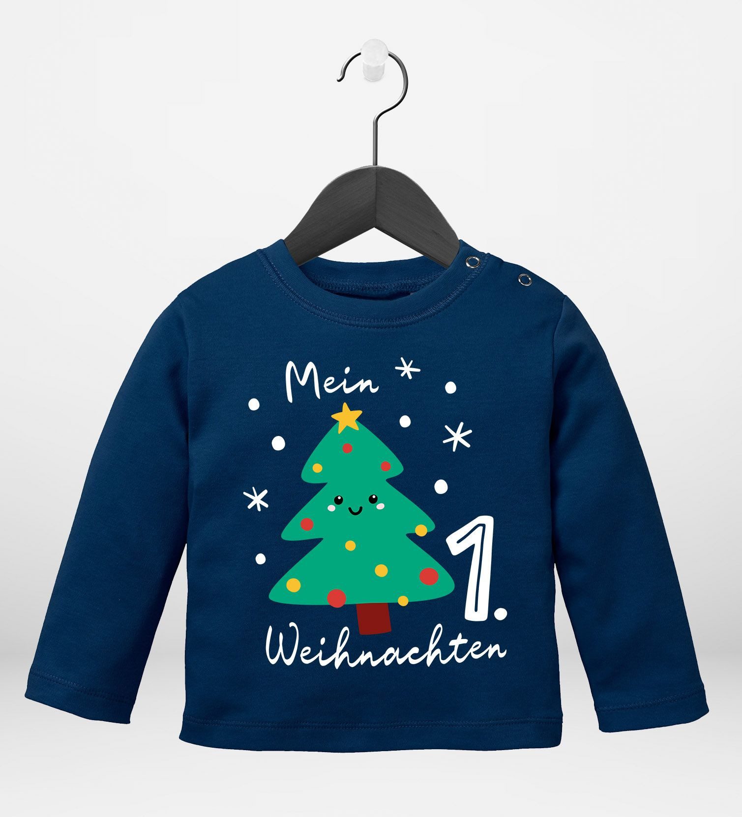 Rundhalsshirt Baby Langarmshirt erstes Weihnachten Design Tannenbaum