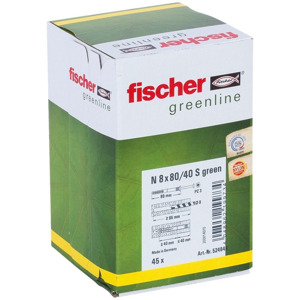 N mm x green 8.0 45 Fischer 80 fischer - Stück und Dübel-Set Nageldübel Schrauben-