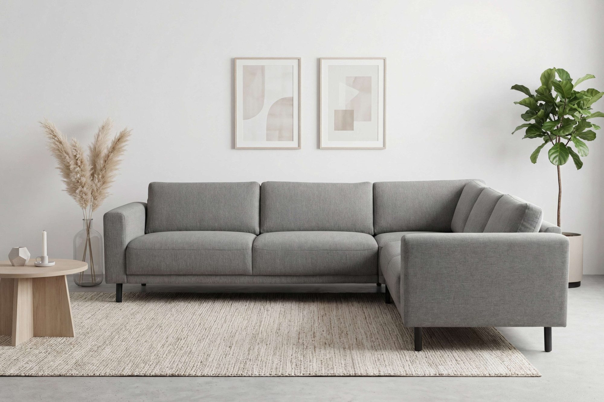OTTO home Ecksofa Sveeva, L-Form, B.288 cm, schwarze Metallfüße, langlebiger Webstoff, mit Wellenunterfederung, viele Farben