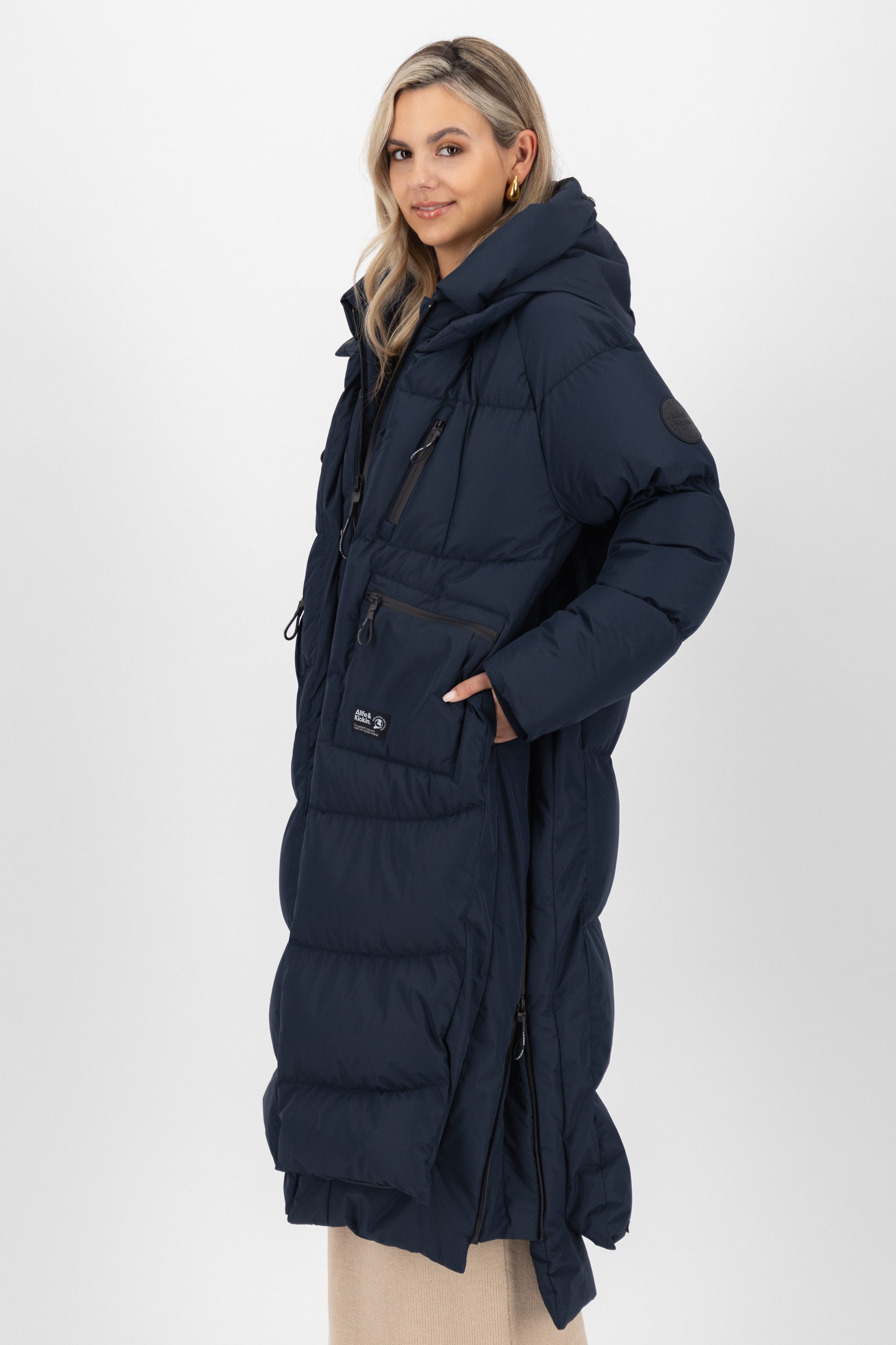 Alife & Kickin Winterjacke Damen RihannaAK A Steppjacke, Winterjacke, gefütterte Jacke Langer, warmer Wintermantel mit großer Kapuze und Fleece Innenfutter