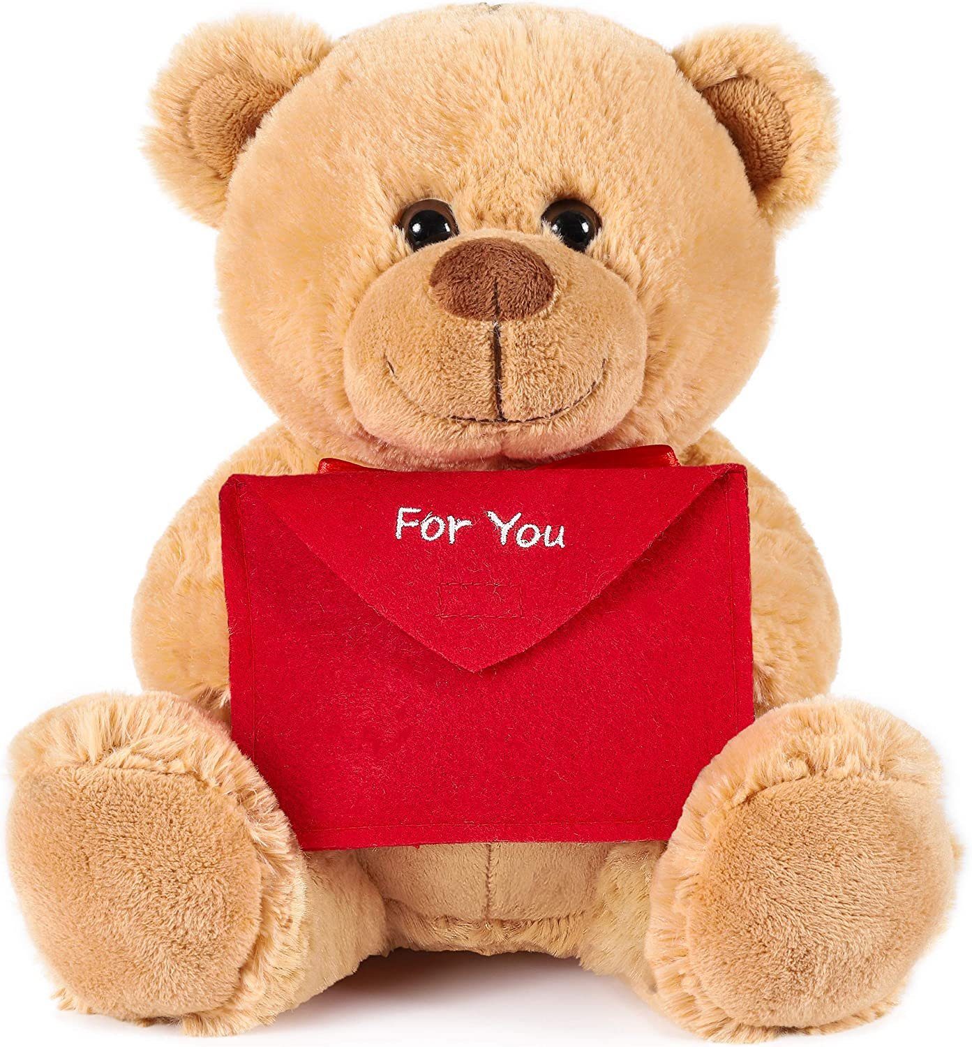 BRUBAKER Kuscheltier Teddy Plüschbär mit Umschlag Rot "For You" 25 cm Teddy günstig online kaufen