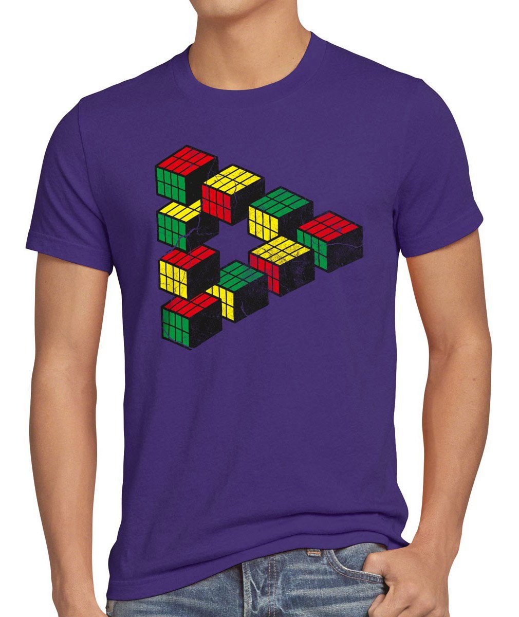Herren Bang Cube Print-Shirt Theory Dreieck Cooper lila Big Sheldon Escher style3 Penrose Würfel T-Shirt