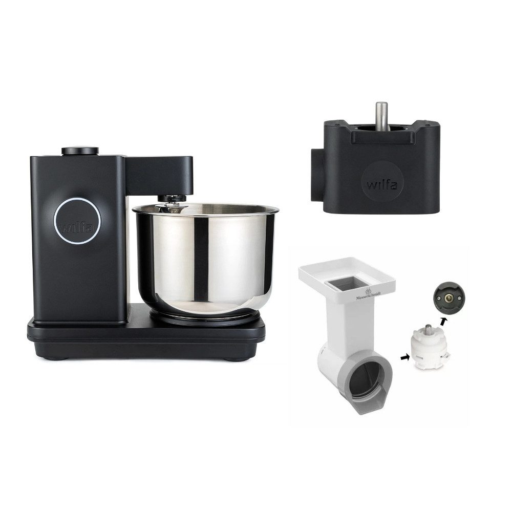 wilfa Küchenmaschine Probaker Timer schwarz + Tool Adapter + Messerschmidt Gemüseschneider