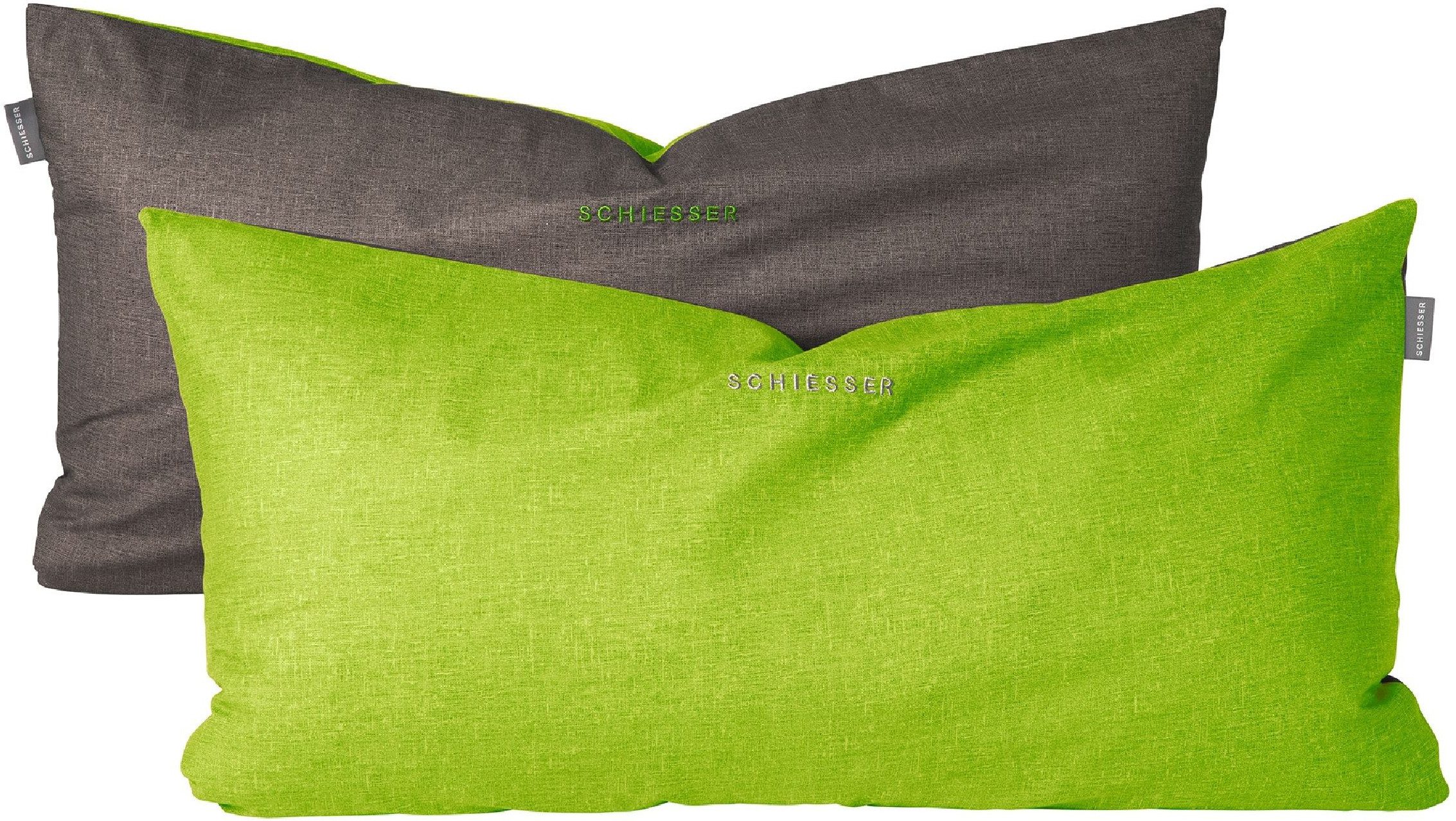 Schiesser Kissenhüllen Doubleface aus weicher Baumwolle mit edlem Melangeeffekt in Wendeoptik, (2 Stück), OEKO-TEX® MADE IN GREEN
