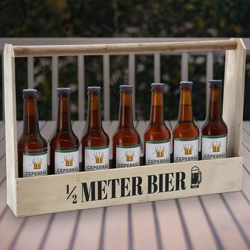 CEPEWA Flaschenträger Bierflaschenträger 1/2 Meter Bier Sperrholz 49,5x32,5x8cm Bierträger