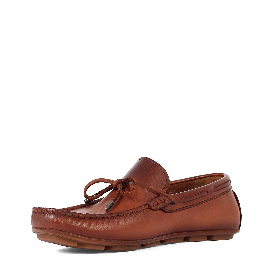 Celal Gültekin Mokassin Autofahrerschuh Karreekappe Slipper Herren Loafer Glattleder, Schleife, Leder-Decksohle, Cognac, 44 – Bild 4 von 5