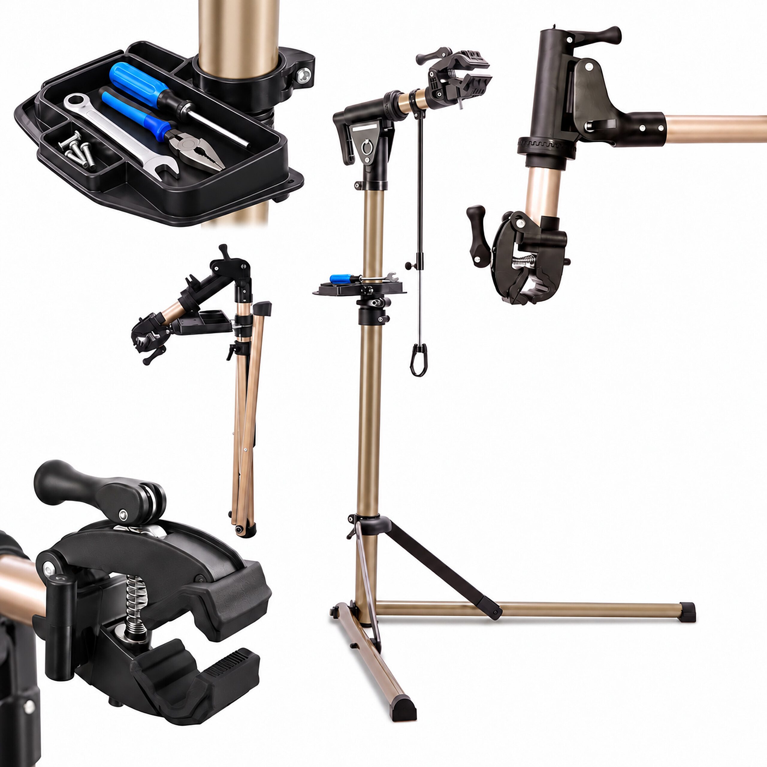 relaxdays Fahrrad-Montageständer bis 50 kg (1-tlg), gold