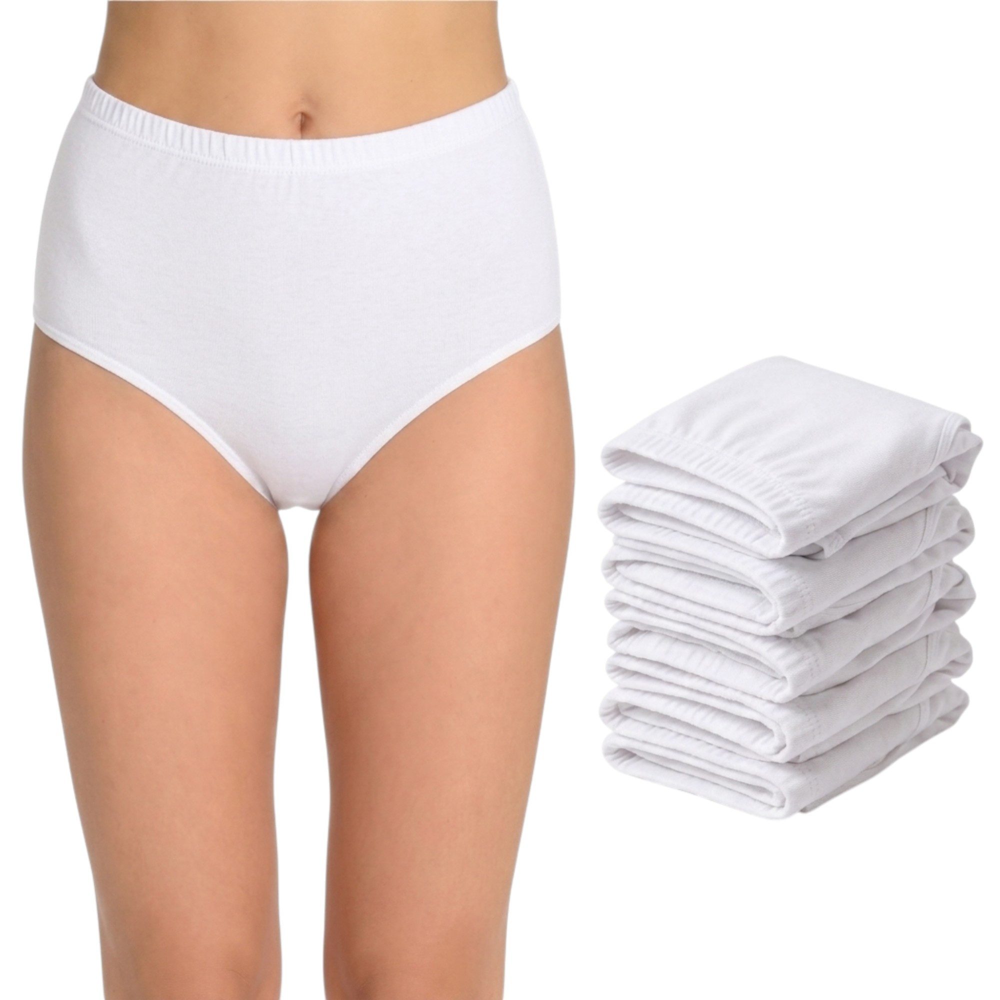 Slip Damen 6er 10er Pack – Retro-Slip 100% Baumwolle hoher Bund S-4XL